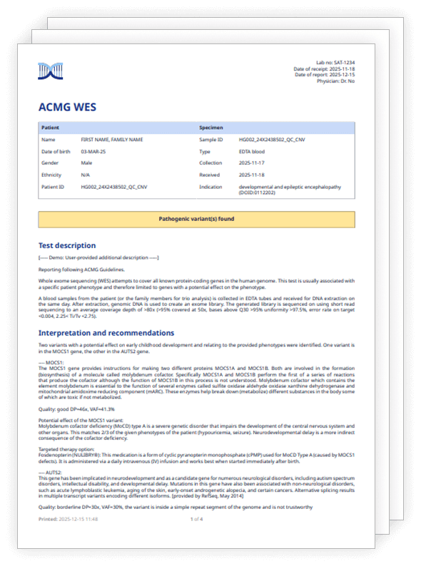 Euformatics sample somatic report image